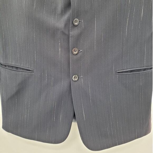 Vicci Uomo Italian Black Stripe 5 Button Single Breasted Blazer Suit Jacket - Picture 8 of 15